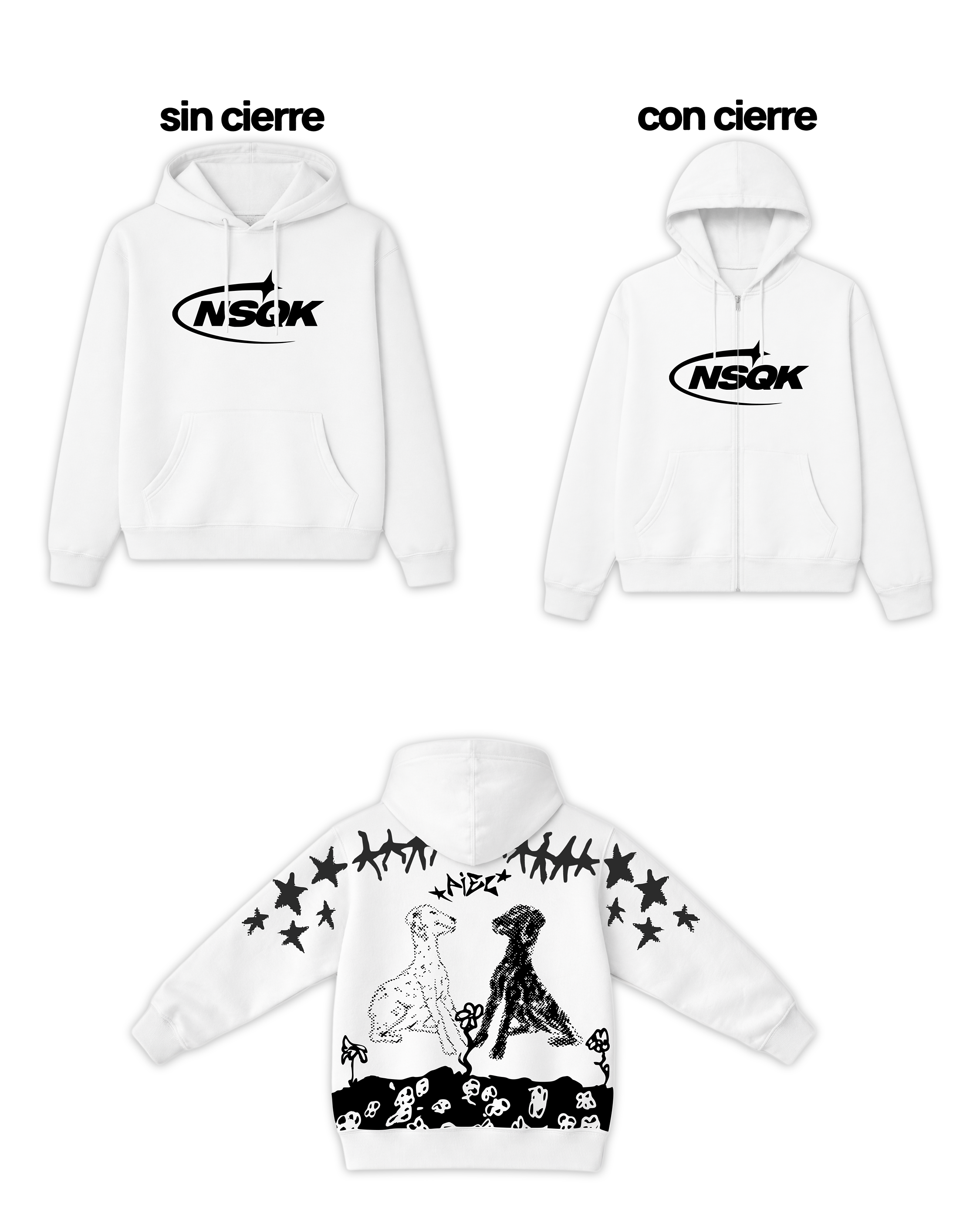 NSQK Piel Hoodie Blanca