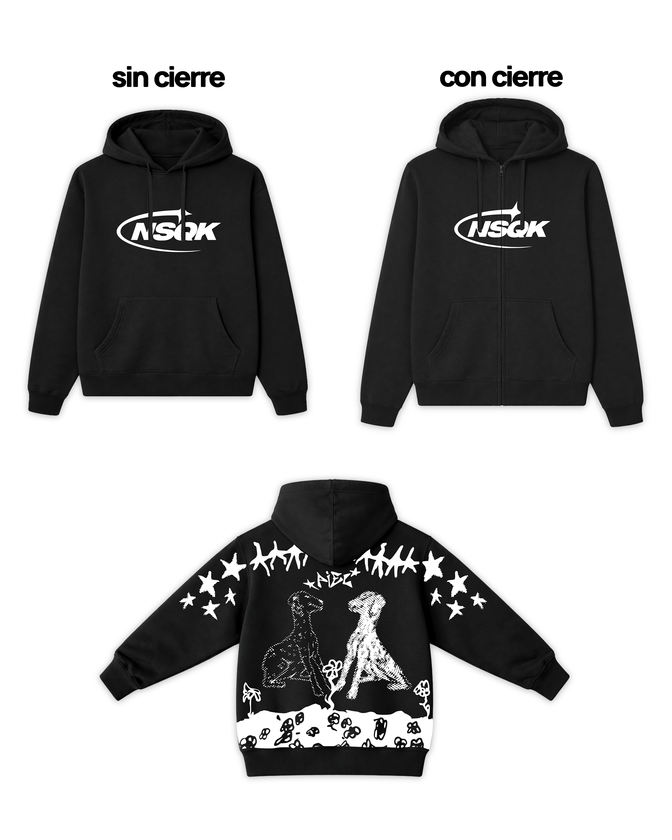 NSQK Piel Hoodie Negro